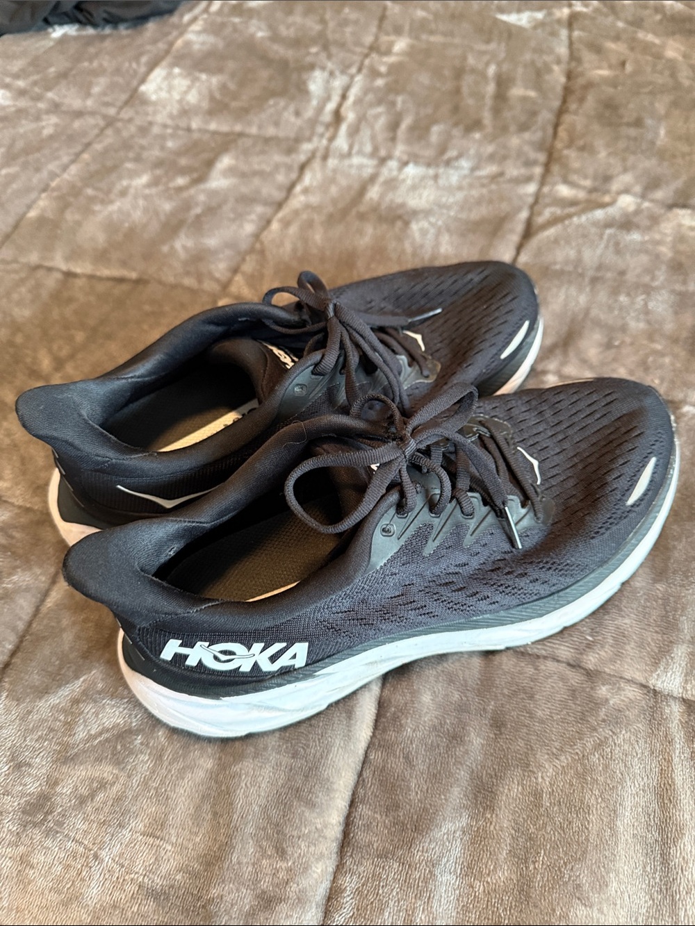 Hoka women’s Black and White Athletic Running Shoes